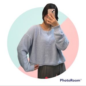 Baby blue periwinkle princess polly cropped knit sweater
